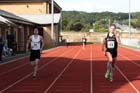 Lea Stephenson (Tynedale) winning the Open 400 metres at the Hexham Decathlon and Heptathlon.